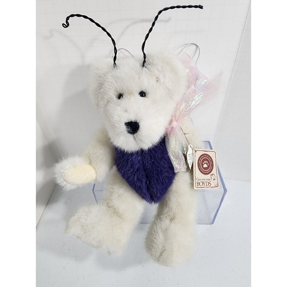 Boyd’s Bear Flora B. FLUTTERBY White Jointed Bear Butterfly Wings Bear 10"